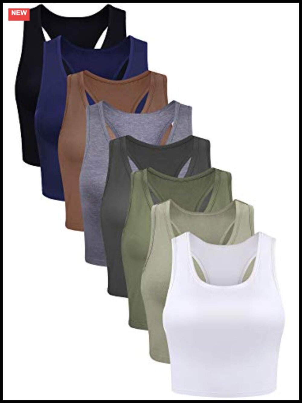 Cotton Spandex Crop Tank Top Racerback Sleeveless Yoga Running 8 Pc